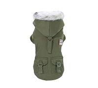 Izefia Dog Coat Hoodie - Thickened Overall Military Uniform Army Sweater Cotton Jacket for Small Medium Dogs Cats - Green M