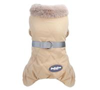 Izefia Dog Coat Jacket Windproof Cold Weather Coat 4 Legs Warm Dog Jumpsuit Winter Thick Clothes Snow Proof Coat Cotton Dog Coat for Small Dog Medium Dog Cat Khaki S