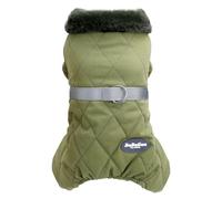 Izefia Dog Coat Jacket Windproof Cold Weather Coat 4 Legs Warm Dog Jumpsuit Winter Thick Clothes Snow Proof Coat Cotton Dog Coat for Small Dog Medium Dog Cat Green L