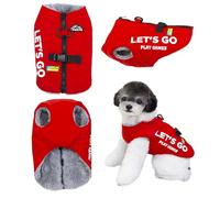 Izefia Dog Coat Pet Apparel Cold Weather Coats Outdoor Sport Jacket Fleece Lining Warm Sweater Winter Thick Clothes Let’s Go Mountaineering Vest Coat for Small Dog Medium Cat Red XL
