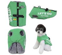 Izefia Dog Coat Pet Apparel Cold Weather Coats Outdoor Sport Jacket Fleece Lining Warm Sweater Winter Thick Clothes Let’s Go Mountaineering Vest Coat for Small Dog Medium Cat Green L