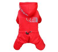 Izefia Dog Coat Pet Apparel Jumpsuit Windproof Cold Weather Coat 4 Legs Sports Jacket Warm Winter Thick Clothes Snow Proof Coat Cotton Dog Coat for Small Dog Medium Dog Cat Red S