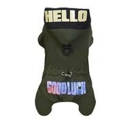 Izefia Dog Coat Pet Apparel Jumpsuit Windproof Cold Weather Coats 4 Legs Jacket Good Luck Warm Winter Thick Clothes Waterproof Snow Proof Cotton Coat for Small Dog Medium Cat Green XL