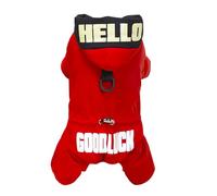 Izefia Dog Coat Pet Apparel Jumpsuit Windproof Cold Weather Coats 4 Legs Jacket Good Luck Warm Winter Thick Clothes Waterproof Snow Proof Cotton Coat for Small Dog Medium Cat Red XXL