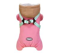 Izefia Dog Coat Pet Apparel Jumpsuit Windproof Cold Weather Coats 4 Legs Jacket Harness Chest Strap Warm Winter Thick Clothes Waterproof Snow Proof Cotton Coat for Small Dog Medium Cat Pink XXL