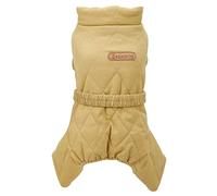 Izefia Dog Coat Windproof Jacket Cold Weather Coats 4 Legs Warm Jumpsuit Winter Thick Snow Proof Clothes Cotton Coat for Small Dog Medium Cat Brown L