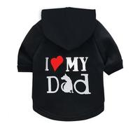 Izefia Dog Hoodie Clothes I Love My Dad Fleece Sweater Winter Sweat Shirt Warm Cotton Hoodies for Small Dogs Cat Daddy Black M