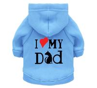 Izefia Dog Hoodie Clothes I Love My Dad Fleece Sweater Winter Sweat Shirt Warm Cotton Hoodies for Small Dogs Cat Daddy Blue S