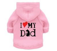 Izefia Dog Hoodie Clothes I Love My Dad Fleece Sweater Winter Sweat Shirt Warm Cotton Hoodies for Small Dogs Cat Daddy Pink M