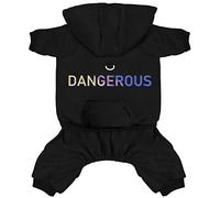 Izefia Dog Hoodie Clothes with Pocket 4 Legs Jumpsuit Fleece Sweater Winter Sweat Shirt Warm Cotton Hoodies for Small Dog Medium Large Cat Black XXL