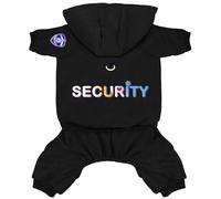 Izefia Dog Hoodie Security Clothes Tracksuit 4 Legs Jumpsuit Fleece Sweater Winter Sweat Shirt Warm Cotton Hoodies for Small Dog Medium Large Cat Black M