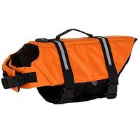 Izefia Dog Life Jacket Swimming Safety Coat Floatation Life Vest Life Saver with Handle for Small Dog Puppy Large Dog (Orange, XXL)