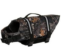 Izefia Dog Life Jacket Swimming Safety Coat Floatation Life Vest Life Saver with Handle for Small Dog Puppy Large Dog (Camouflage Dark, XS)