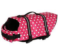 Izefia Dog Life Jacket Swimming Safety Coat Floatation Life Vest Life Saver with Handle for Small Dog Puppy Large Dog (Red Dot, XS)