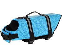 Izefia Dog Life Jacket Swimming Safety Coat Floatation Life Vest Life Saver with Handle for Small Dog Puppy Large Dog (Blue Bone, XS)