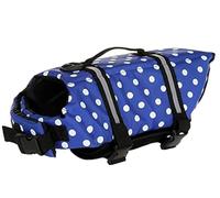 Izefia Dog Life Jacket Swimming Safety Coat Floatation Life Vest Life Saver with Handle for Small Dog Puppy Large Dog (Blue Dot, XXS)