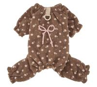 Izefia Dog Sweater Clothes Apparel Fleece Woolen Sweaters Onesie Winter Warm Doll Sweat Shirt 4 Legs Jumpsuit Pajamas Cute Girl Sweater for Small Dog Medium Cat Brown L
