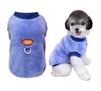 Izefia Dog Sweater Clothes Apparel Fleece Woolen Sweaters with Leash Loop Winter Warm Sweat Shirt Soft Pajamas Cute Pattern Cowboy Vest Sweater for Small Dog Medium Cat Blue L