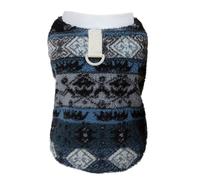 Izefia Dog Sweater Clothes Coral Fleece Winter Warm Sweat Shirt Soft Pajamas Classical Patterned Vest Sweater for Small Dog Medium Cat Grey M