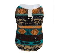 Izefia Dog Sweater Clothes Coral Fleece Winter Warm Sweat Shirt Soft Pajamas Classical Patterned Vest Sweater for Small Dog Medium Cat Orange XXL