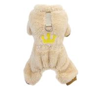 Izefia Dog Sweater Clothes Fleece Woolen Winter Warm Sweat Shirt 4 Legs Jumpsuit Pajamas Crown Princess Sweater for Small Dog Medium Cat Khaki XL