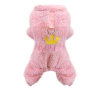 Izefia Dog Sweater Clothes Fleece Woolen Winter Warm Sweat Shirt 4 Legs Jumpsuit Pajamas Crown Princess Sweater for Small Dog Medium Cat Pink S