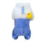 Izefia Dog Sweater Clothes Fleece Woolen Winter Warm Sweat Shirt 4 Legs Jumpsuit Pajamas Cute Yellow Duck Sweater for Small Dog Medium Cat Blue M