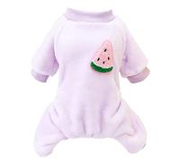 Izefia Dog Sweater Clothes Fleece Woolen Winter Warm Sweat Shirt 4 Legs Jumpsuit Pajamas Fruit Simple Sweater for Small Dog Medium Cat Purple XL