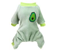 Izefia Dog Sweater Clothes Fleece Woolen Winter Warm Sweat Shirt 4 Legs Jumpsuit Pajamas Fruit Simple Sweater for Small Dog Medium Cat Green M