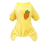 Izefia Dog Sweater Clothes Fleece Woolen Winter Warm Sweat Shirt 4 Legs Jumpsuit Pajamas Fruit Simple Sweater for Small Dog Medium Cat Yellow XL