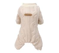 Izefia Dog Sweater Clothes Fleece Woolen Winter Warm Sweat Shirt 4 Legs Jumpsuit Pajamas Twist Print Sweater for Small Dog Medium Cat Khaki XXL