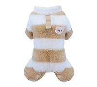 Izefia Dog Sweater - Warm Fleece & Woolen Winter Sweater for Small & Medium Dogs & Cats - Khaki XL Rainbow Stripe Jumpsuit Pajamas
