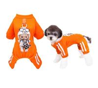 Izefia Dog SweatShirt Hoodies Clothes Apparel LaBa 4 Legs Jumpsuit Fleece Hoodless Sweater Winter Warm Cotton Crewneck Hoodie for Small Dog Medium Cat Orange L