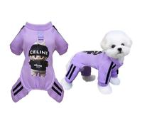 Izefia Dog SweatShirt Hoodies Clothes Apparel LaBa 4 Legs Jumpsuit Fleece Hoodless Sweater Winter Warm Cotton Crewneck Hoodie for Small Dog Medium Cat Purple S
