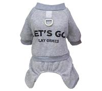 Izefia Dog SweatShirt Hoodies Clothes Apparel Let’s Go 4 Legs Jumpsuit Fleece Hoodless Sweater Winter Warm Cotton Crewneck Hoodie for Small Dog Medium Cat Grey S