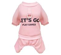 Izefia Dog SweatShirt Hoodies Clothes Apparel Let’s Go 4 Legs Jumpsuit Fleece Hoodless Sweater Winter Warm Cotton Crewneck Hoodie for Small Dog Medium Cat Pink XL