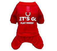 Izefia Dog SweatShirt Hoodies Clothes Apparel Let’s Go 4 Legs Jumpsuit Fleece Hoodless Sweater Winter Warm Cotton Crewneck Hoodie for Small Dog Medium Cat Red M