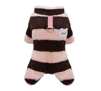 Izefia Dog Woolen Sweater & Pajamas Brown XL Warm Winter Stripe for Small & Medium Dogs & Cats