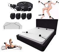iZEN Under Bed Restraint System - Complete BDSM Bondage Kit for Couples with Adjustable Sex Straps, Handcuffs & Nipple Clamps - Intimate Adult Bedroom Toys Set