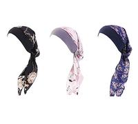 iZEN Women's Chemo Turban 3-Pack - Cotton Cancer Headwrap Scarf for Hair Loss - Adjustable Head Covering Cap for Chemotherapy Patients