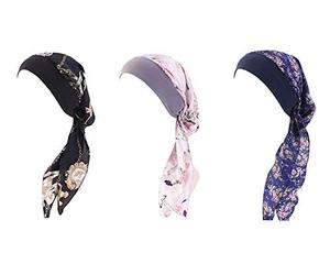 iZEN Women's Chemo Turban 3-Pack - Cotton Cancer Headwrap Scarf for Hair Loss - Adjustable Head Covering Cap for Chemotherapy Patients
