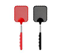 iZhuoKe Extendable Fly Swatters 2 Pack,Strong Fly Killer with Stainless Steel Telescopic Handle28.5cm to 75 cm,Manual Fly Swat Pest Control for Indoor Outdoor Mosquito Wasp Bug Insect(Black & Red)