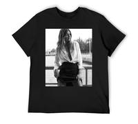 IZIWDORW Camila Morrone Breathable Summer T-Shirt Moisture Wicking Cotton Blend Short Sleeve Top for Hot Weather Black