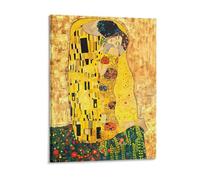 IZIWDORW Gustav klimts the kiss Bright Wall Art Canvas in Frame for Modern Home Interior Entryway Kitchen Decor