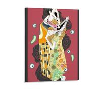 IZIWDORW Gustav klimts the kiss Decorative Canvas Artwork with Frame for Modern Living Space Dining Area Wall Decor