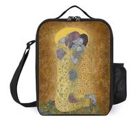 IZIWDORW Gustav klimts The kiss Lunch Boxes for Work with Ice Pack Pocket, Thermal Insulated Meal Prep Bag for Adults, Office School Essential
