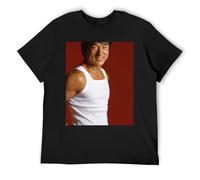 IZIWDORW Jackie chan Distressed Vintage Cotton T-Shirt Faded Short Sleeve Retro Look for Unisex Fashion Black