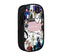 IZIWDORW Marcus Martinus Pencil Case for Makeup & Stationery - Dual Zipper Compartments with Mesh Organizer (Travel-Friendly)