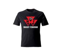 IZIWDORW Massey Ferguson Tractor Logo Men's Black Bold Red & White Graphic Print T Shirt