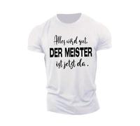 IZIWDORW Men's Black German Quote Everything Will Be Alright. The Master is Here Now 100% Regular Fit Short Sleeve T Shirt